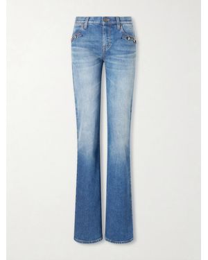 Gucci Horsebit-Embellished Low-Rise Flared Jeans - Blue