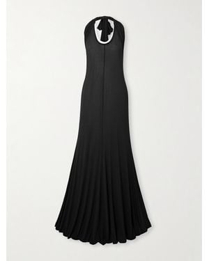 Helmut Lang Layered Stretch-Mesh Halterneck Maxi Dress - Black