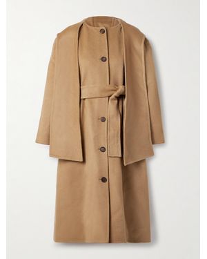 Sea Astra Scarf-Detailed Hooded Wool-Felt Coat - Natural