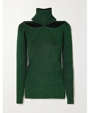 Christopher Kane Haut À Col Montant En Lurex Côtelé À Découpes - Vert