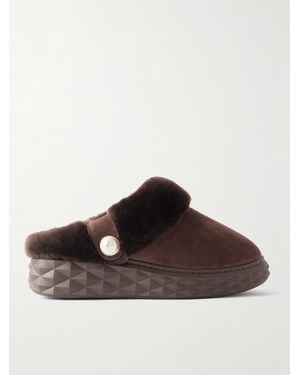 Jimmy Choo Diamond Slippers Aus Shearling - Braun
