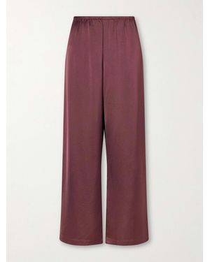 Leset Barb Satin Wide-Leg Trousers - Purple