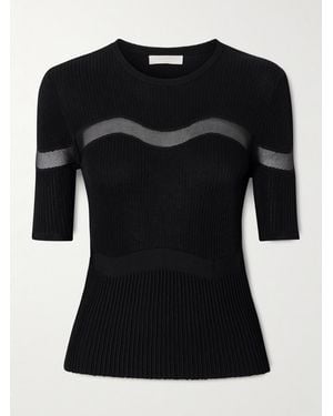 Ulla Johnson Ayla Oberteil Aus Rippstrick Und Mesh - Schwarz