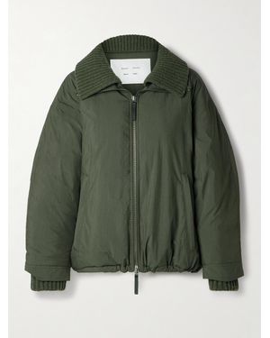 Proenza Schouler Veronica Jacke Aus Wattiertem Shell Aus Einer Baumwollmischung Mit Rippstrickbesätzen - Grün