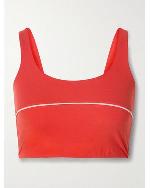 Skin Eris Striped Stretch Organic Pima Cotton-Jersey Sports Bra - Red