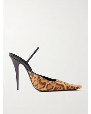 Saint Laurent Pony Hair Tulleries Slingback Pumps 110 - Brown