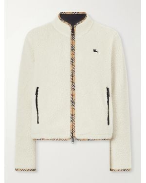 Burberry Check-Trimmed Wool-Blend Plush Jacket - Natural