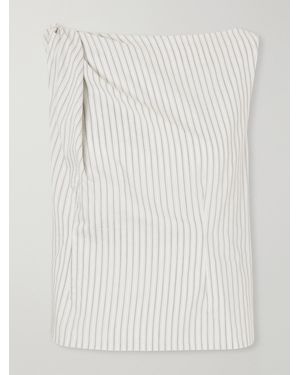 Rohe Draped Striped Silk And Cotton-Blend Blouse - White