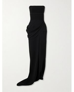 Maticevski Marlene Strapless Draped Crepe De Chine Gown - Black