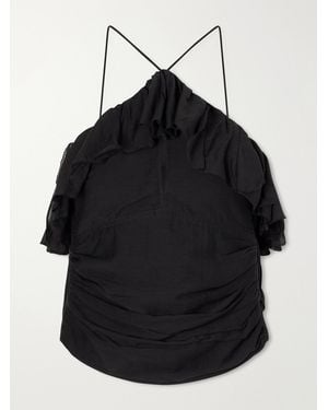 Isabel Marant Djimia Ruffled Cotton-Blend Tank - Black