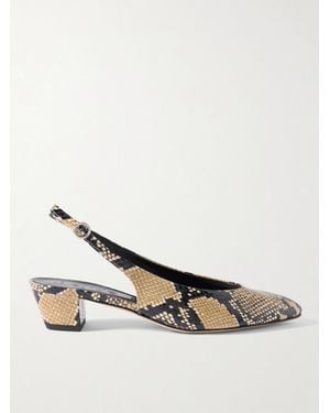 Aeyde Celeste Snake-Effect Leather Slingback Court Shoes - Natural