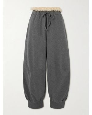 Simone Rocha Ruffled Tulle-Trimmed Cotton-Jersey Track Pants - Gray