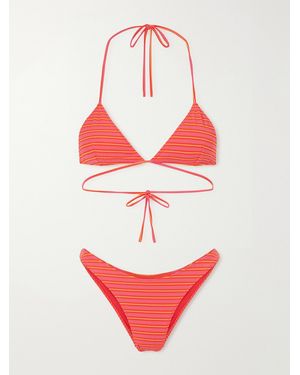 Lido Striped Triangle Bikini - Red