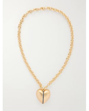 Roxanne Assoulin The Sapphire Stripe Puffy Heart-Tone And Sapphire Necklace - White