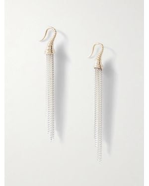Loren Stewart Tassel Fringed Sterling- And 14-Karat Earrings - White