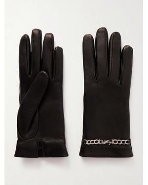 Saint Laurent Leather Gloves - Black