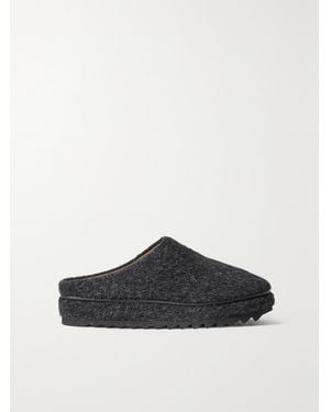 Lauren Manoogian Net Sustain Moto Brushed Alpaca And Merino Wool-Blend Mules - Black