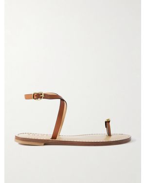 Amanu The Kigali Embellished Leather Sandals - Brown