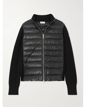 Moncler Wool And Quilted Shell Down Cardigan - Black