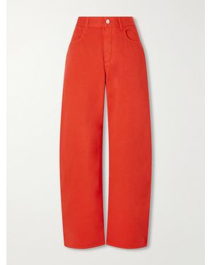 Alaïa Mid-Rise Wide-Leg Jeans - Red