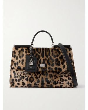 Dolce & Gabbana Vittoria Schultertasche Aus Ziegenhaar Mit Leopardenprint Und Lederbesätzen - Schwarz