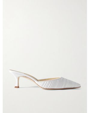 Manolo Blahnik Carolyne 50 Mules Aus Satin Mit Falten - Natur