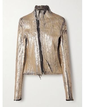 Rick Owens Gary Coated Leather-Blend Biker Jacket - Natural