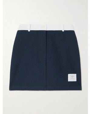 Thom Browne Appliquéd Two-Tone Cotton-Twill Mini Skirt - Blue