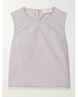 La Ligne Cosette Silk Organza-Trimmed Shell Tank - Grey