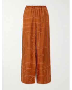 TOTEME Hose Mit Weitem Bein Aus Besticktem Seiden-Twill - Orange