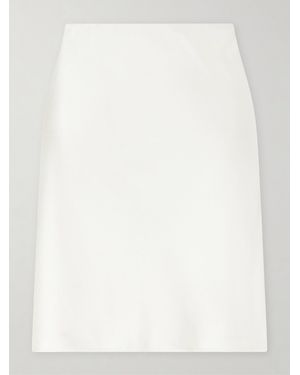 Leset Barb Satin Midi Skirt - White