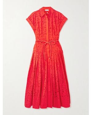 Rebecca Vallance Benette Belted Brocade Shirt Dress in Blue