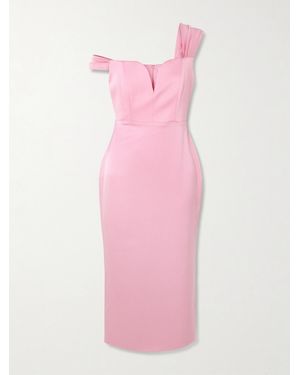 Alex Perry Off-The-Shoulder Satin-Crepe Midi Dress - Pink