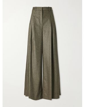 Twp Avery Stretch Wool And Cashmere-Blend Herringbone Wide-Leg Pants - Green