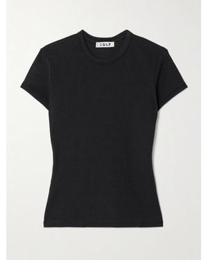CDLP Ribbed Stretch Lyocell And Cotton-Blend T-Shirt - Black
