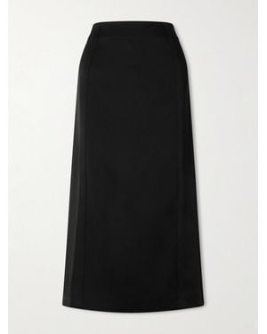 Another Tomorrow Architectural Satin-Crepe Midi Skirt - Black