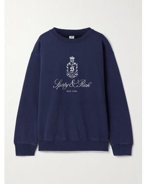 Sporty & Rich Vendome Embroidered Cotton-Jersey Sweatshirt - Blue