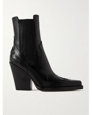 Paris Texas Dallas 100 Embroidered Leather Pointed-Toe Ankle Boots - Black
