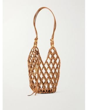 Saint Laurent Icare Beaded Wood Tote - White