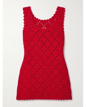 Suzie Kondi Chryssi Crocheted Cotton Mini Dress - Red