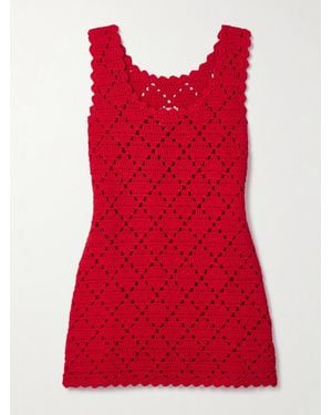 Suzie Kondi Chryssi Minikleid Aus Gehäkelter Baumwolle - Rot