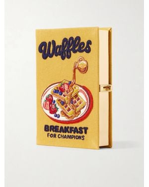 Olympia Le-Tan Waffles: Breakfast For Champions Embroidered Canvas Clutch - Metallic