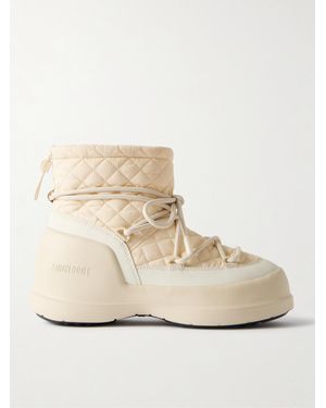 Moon Boot Mezzaluna Mid Rubber And Quilted Shell Snow Boots - Natural