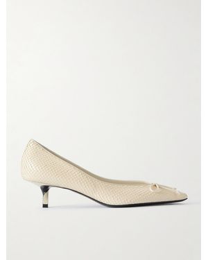 Jacquemus Tourni Bow-Detailed Snake-Effect Leather Pumps - Natural