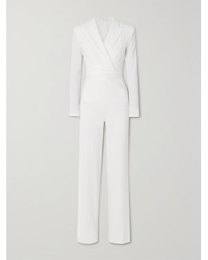 Talbot Runhof Wrap-Effect Crepe Jumpsuit - White