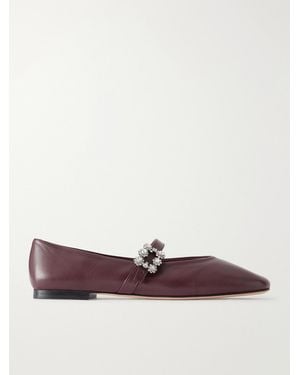 Roger Vivier Efflorescence 10 Crystal-Embellished Ballet Flats - Red