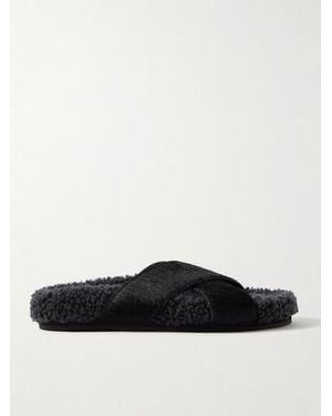 Ancient Greek Sandals Anilio Pantoletten Aus Kalbshaar Und Shearling - Schwarz