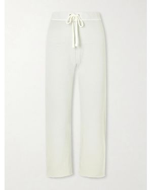 James Perse Cropped Brushed Cotton-Terry Track Trousers - White