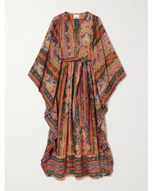Isabel Marant Melinda Belted Embellished Printed Silk-Voile Maxi Dress - Brown
