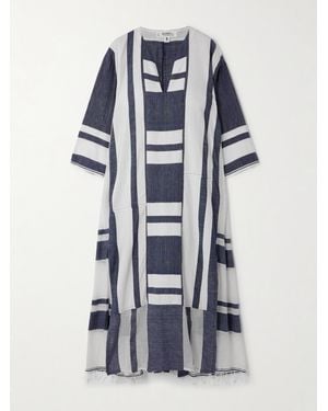 lemlem Fana Kaftan Aus Baumwolle Mit Streifen Und Fransen - Blau